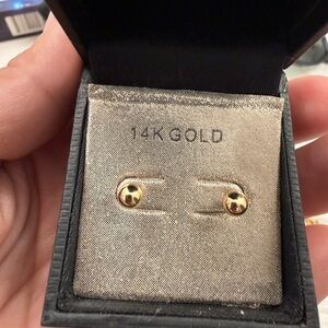 14K Gold Dome Stud Earrings - Classic Yellow Gold